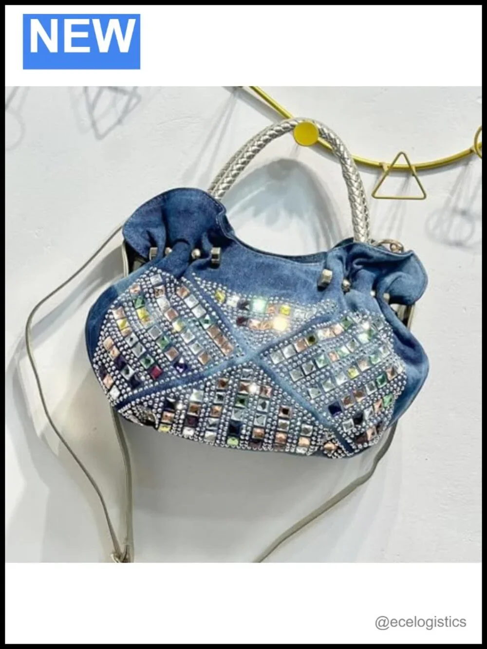 Denim Tote Bag for Women Shoulder Handbag Soft Vintage Travel Shopping
